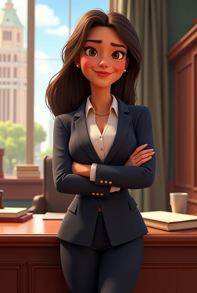 create a young woman who represents the legal profession, Pixar animated