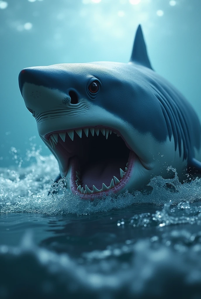 I want you to make an angry blue shark