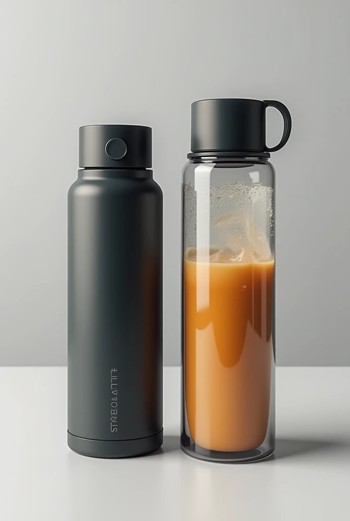 Thermos for drinks with two different compartments for two different drinks in the same container