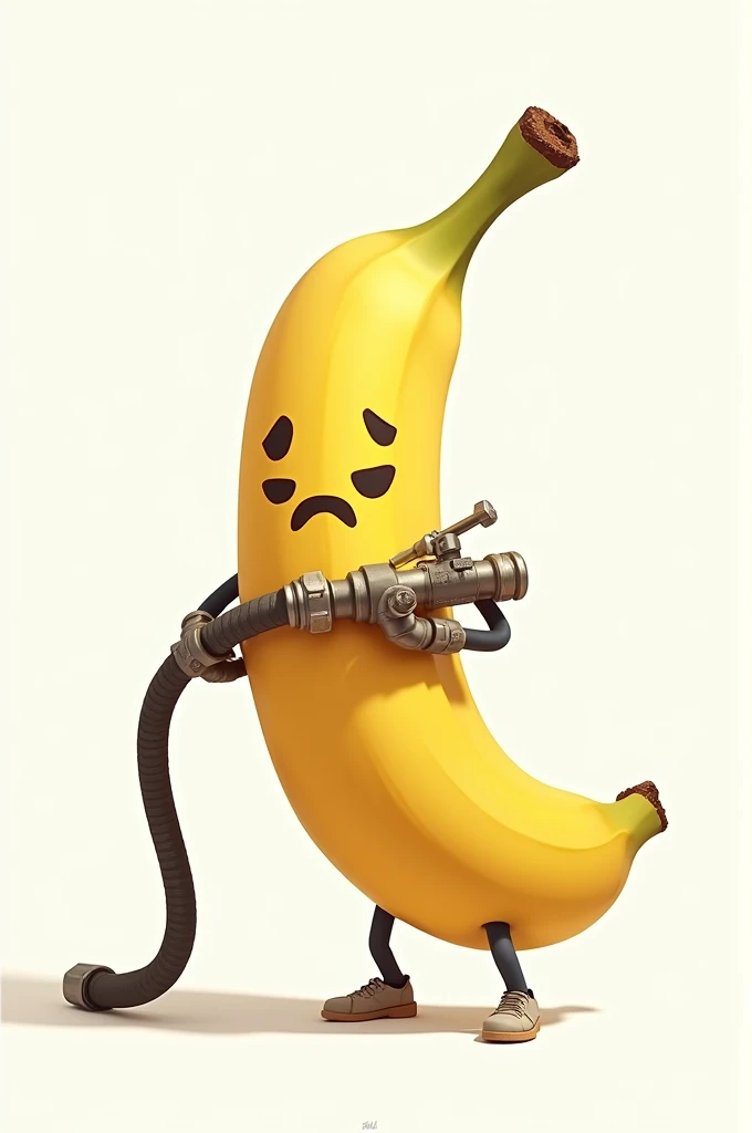 A banana holding a gas hose