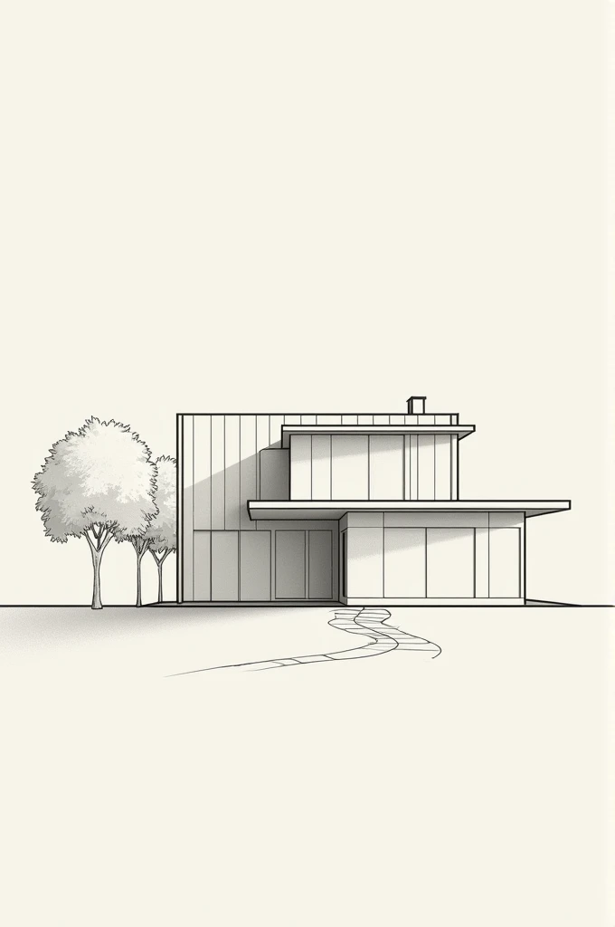 Create an outline of a house using only lines without drawing the body