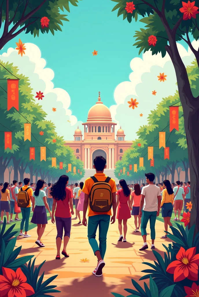 College Fest Poster Background unique and new idea 
The background should be ideal for adding contents of college fest details 
Generate something related to Indian College Students 