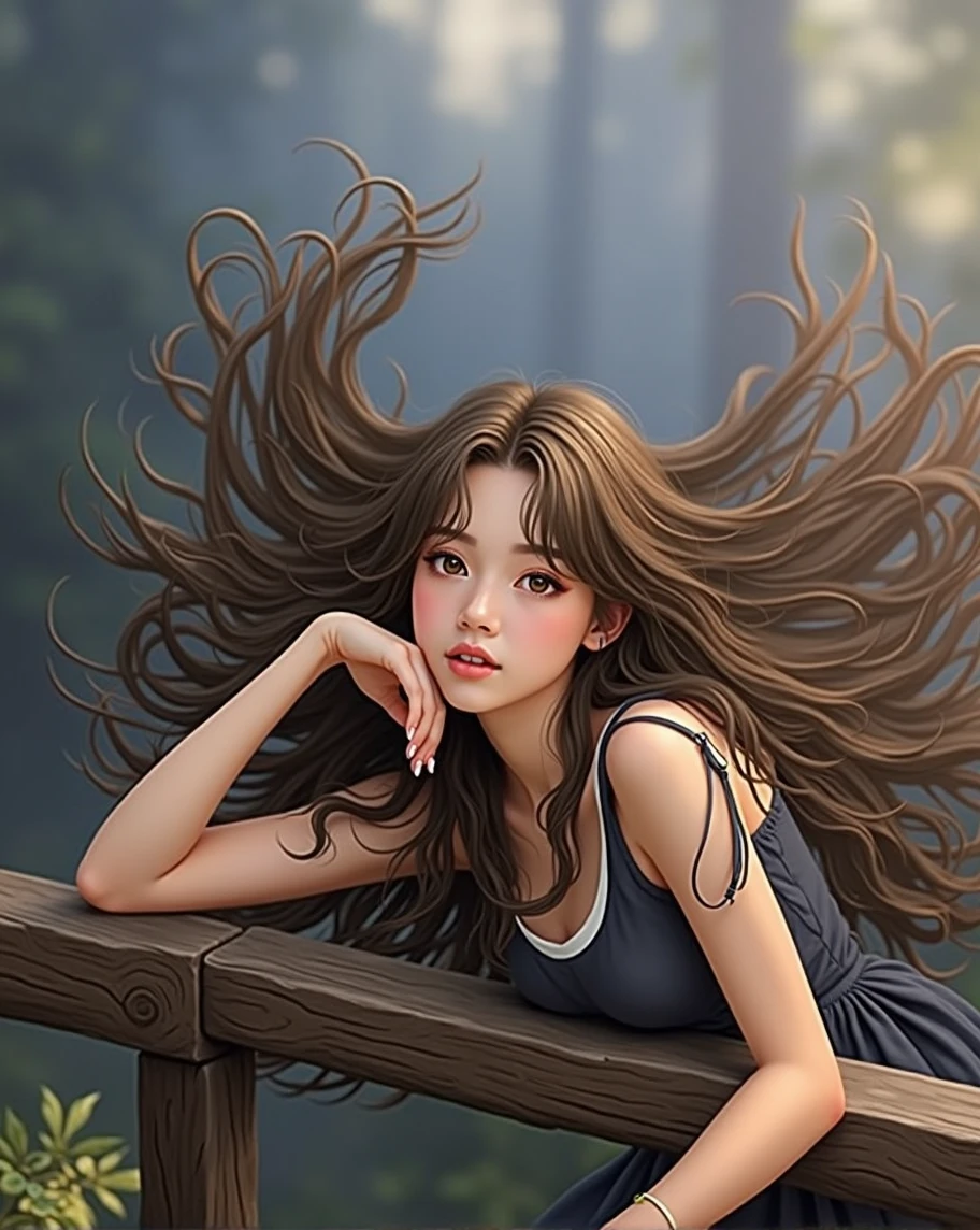 Beautiful 18-year-old girl with brown hair