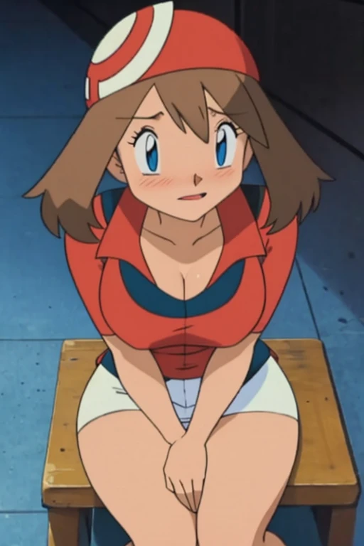 Big chest, chest, Tongue out, whole body,Thighs,accurate, Light blush, Large Breasts, sitting,Looking up