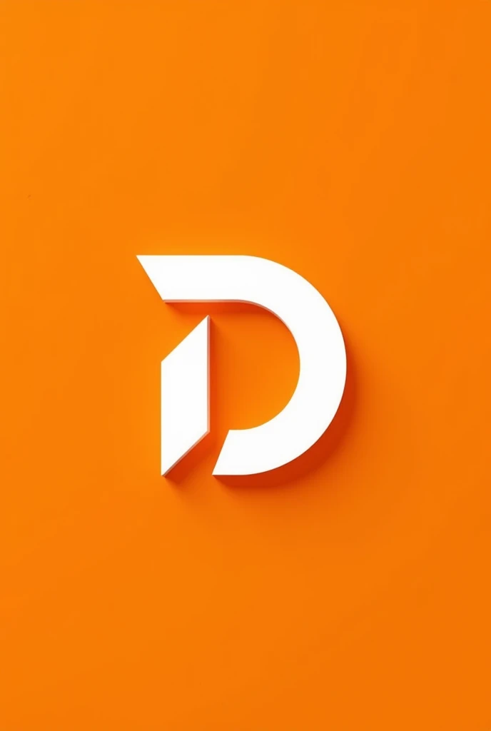 Logo in the shape of the letter D in white with an orange background