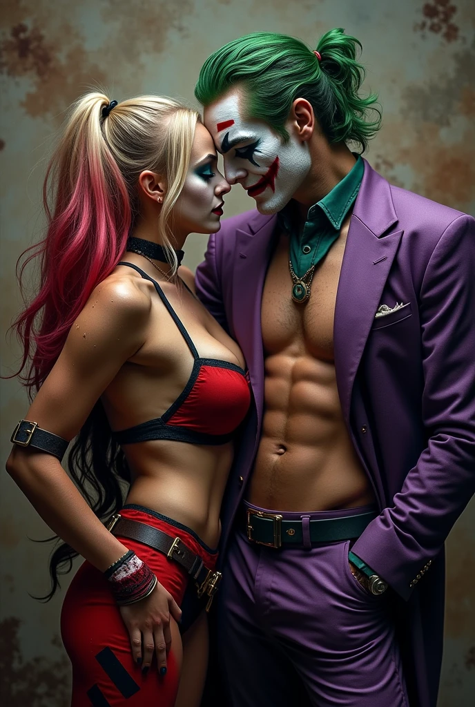 Make Harley Quinn naked and the Joker naked beside her