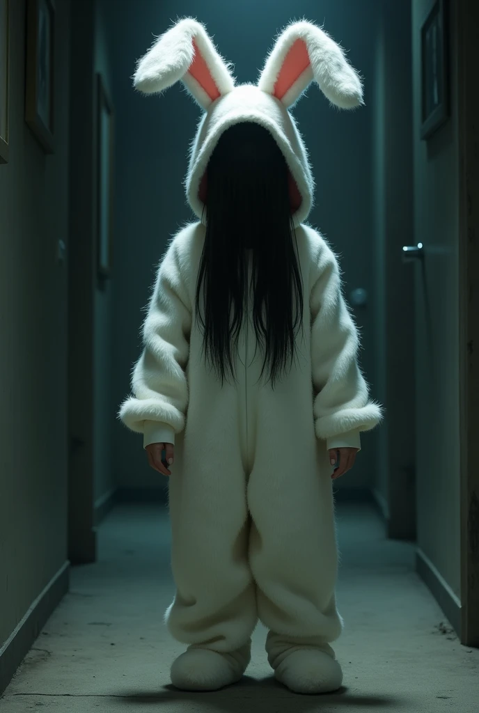 Sadako from the Ring movie in a bunny costume 