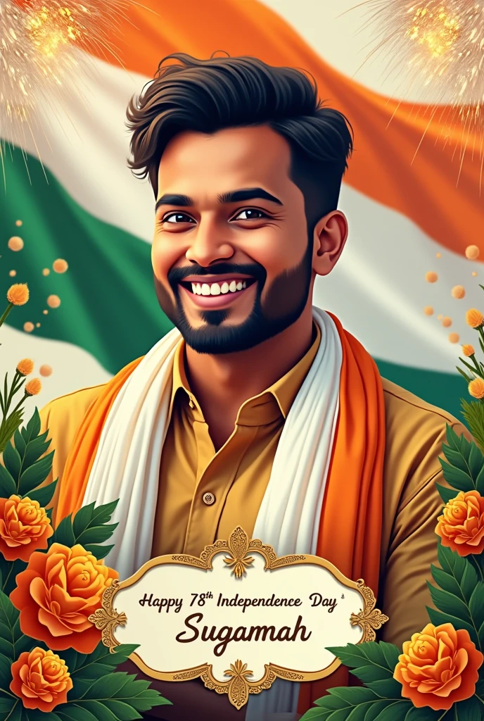 Make a poster for Sugam Sarmah Wishing happy 78th Independence day for friends family and orhers