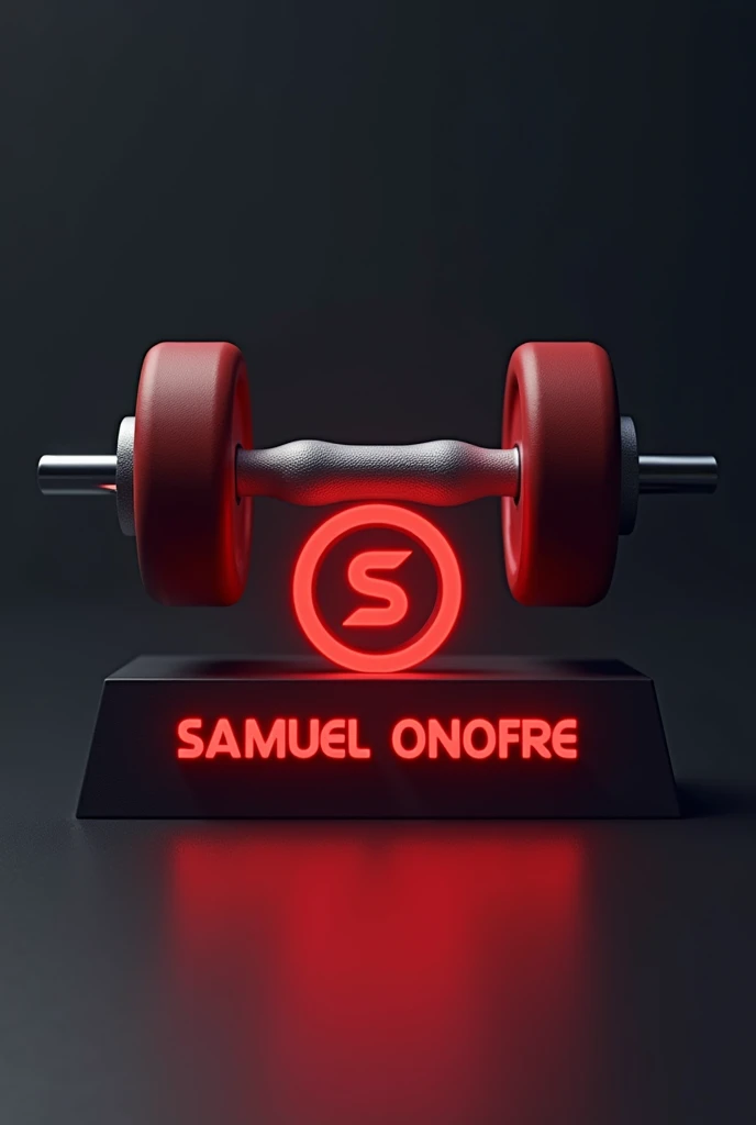 An advertisement with the Samuel Onofre logo in red with a dumbbell on top and the ad should be about training and gym 