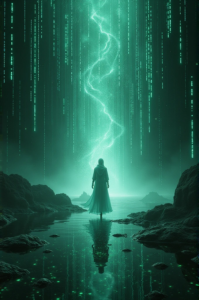 Computer codes like the Matrix movie with the words soul Space