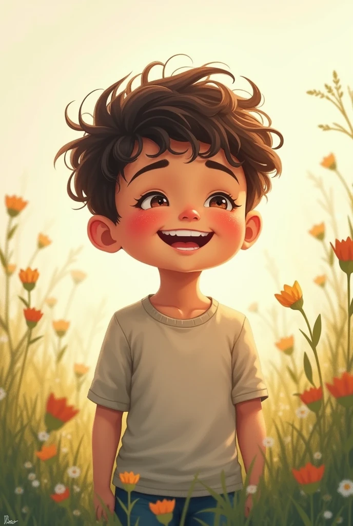 illustration of a boy feel thankful