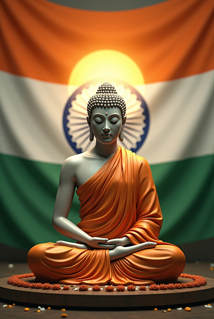 Buddha with Indian flag 10images