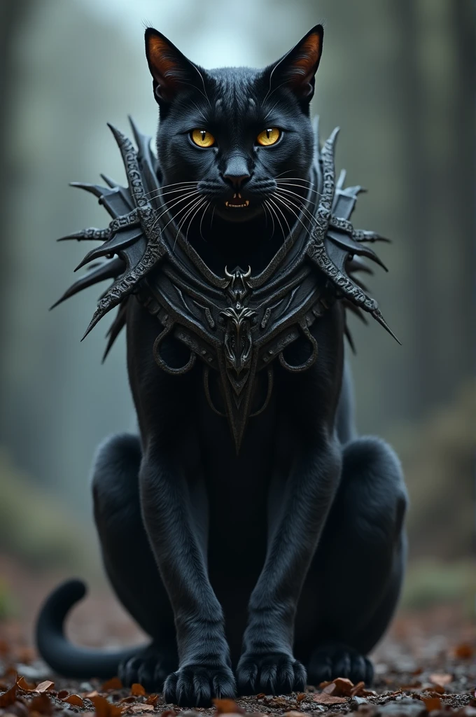 Cat with black panter outfit