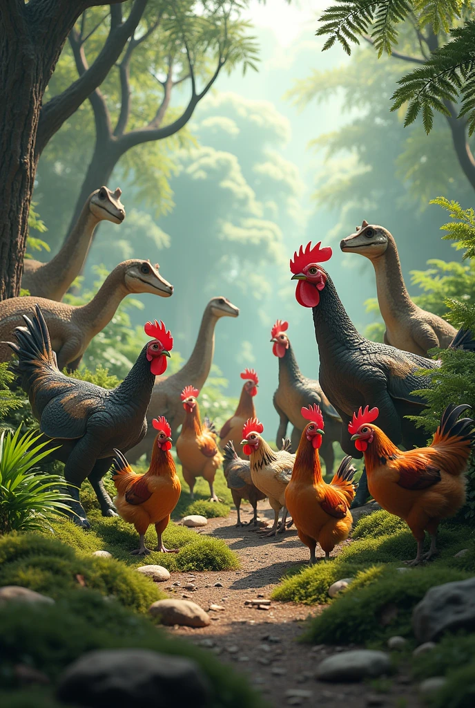 dinosaurs with chickens
