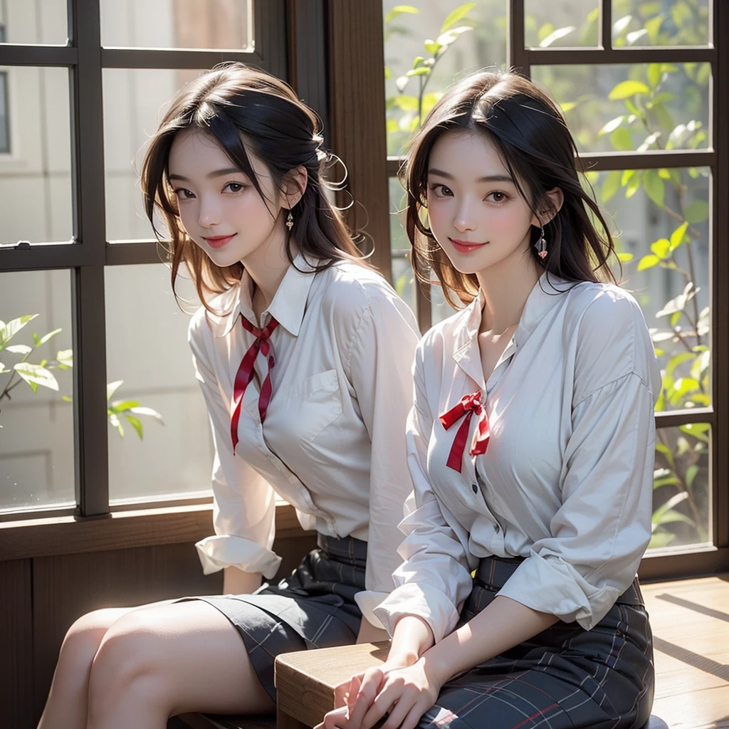 (masterpiece:1.3, Highest quality, Ultra-high resolution, Super detailed), (Realistic, photoRealistic:1.4), Beautiful illustrations, Perfect lighting, Natural light, colorful, Depth of written boundary, 
View your viewers, whole body, 1 Girl, Japanese, high school girl, Perfect Face, (Perfect Anatomy), Cute and symmetrical face, Baby Face, Shiny skin, , 
(Long Hair:1.5, Straight hair:1.5, Let your hair flutter), bangs, Hair between the eyes, Iris, Long eyelashes, (Large Breasts:0.8), 
Beautiful Hair, Beautiful Face, Beautiful attention to detail, Beautiful clavicle, Beautiful body, Beautiful breasts, Beautiful thighs, Beautiful feet, Beautiful fingers, 
((Collared short-sleeved shirt, White shirt, Grey plaid pleated skirt, Blue checked bow tie)), White panties, 
(Beautiful views), Daytime, (Downtown), Are standing, (Lift up the skirt, Grab the hem of the skirt, please put your hand on your chest, Place your hands between your legs), blush, 