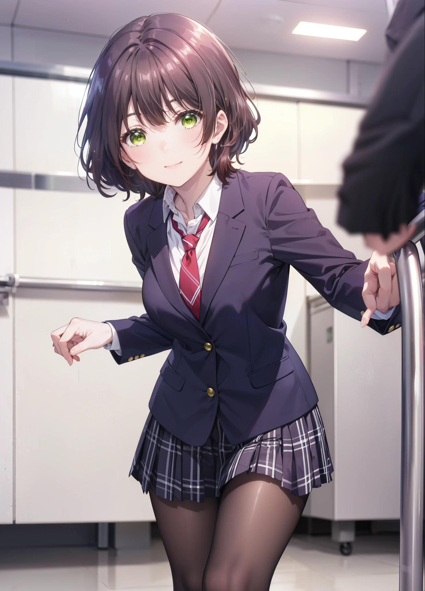 Seven days, Aoi Hinami, short hair, bangs, Brown Hair, (Green Eyes:1.5), smile,
break skirt, shirt, Long sleeve, school uniform, Jacket, white shirt, Pleated skirt, tie, collared shirt, Plaid, Plaid skirt, blazer, red tie,Black pantyhose,loafers,During pregnancy, childbirth, work, During pregnancyのお腹を抱きしめる,whole bodyがイラストに入るように,Are standing,
break indoors, room,
break looking at viewer,whole body,
break (masterpiece:1.2), Highest quality, High resolution, unity 8k wallpaper, (figure:0.8), (Beautiful attention to detail:1.6), Highly detailed face, Perfect lighting, Highly detailed CG, (Perfect hands, Perfect Anatomy),