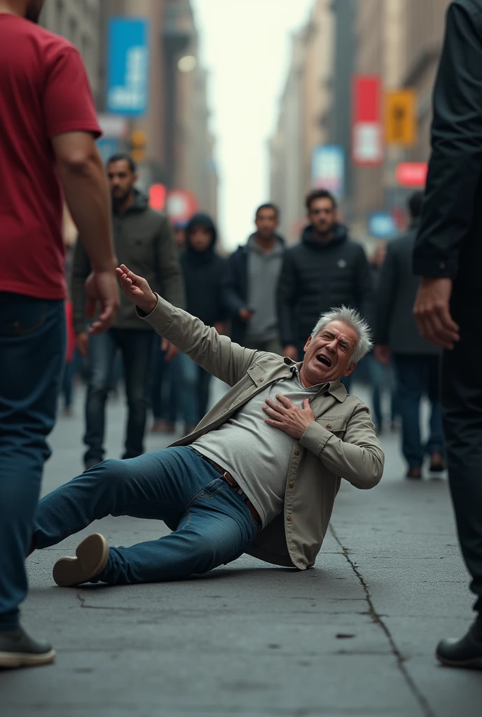 Person falling to the ground with a heart attack