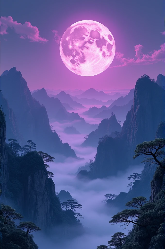 Purple moon entered mountains typical of Chinese culture 