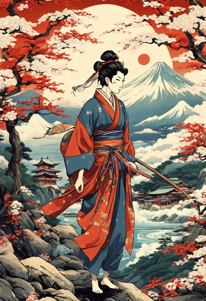 Draw in the style of Ukiyo-e，One alchemist
