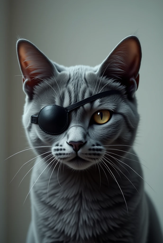 Gray cat

with an eye patch
