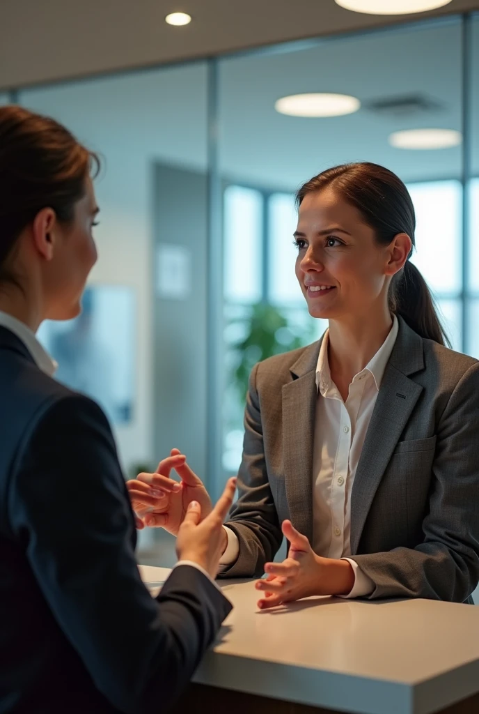 Create a sensor that captures sign language made by the receptionist and translates it into speech for the customer.