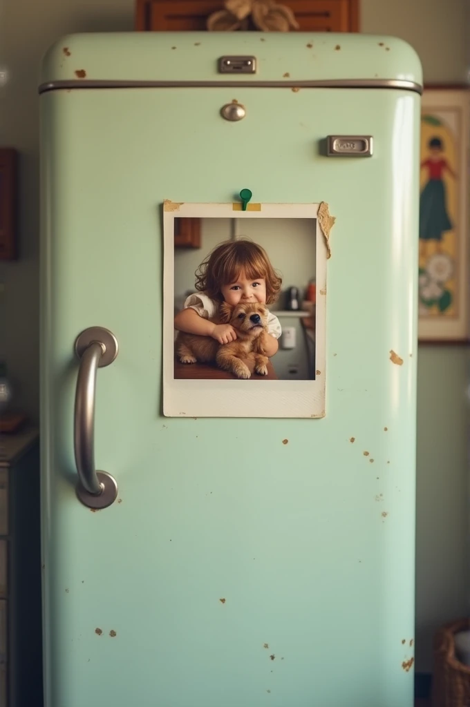 Instant photo on the refrigerator