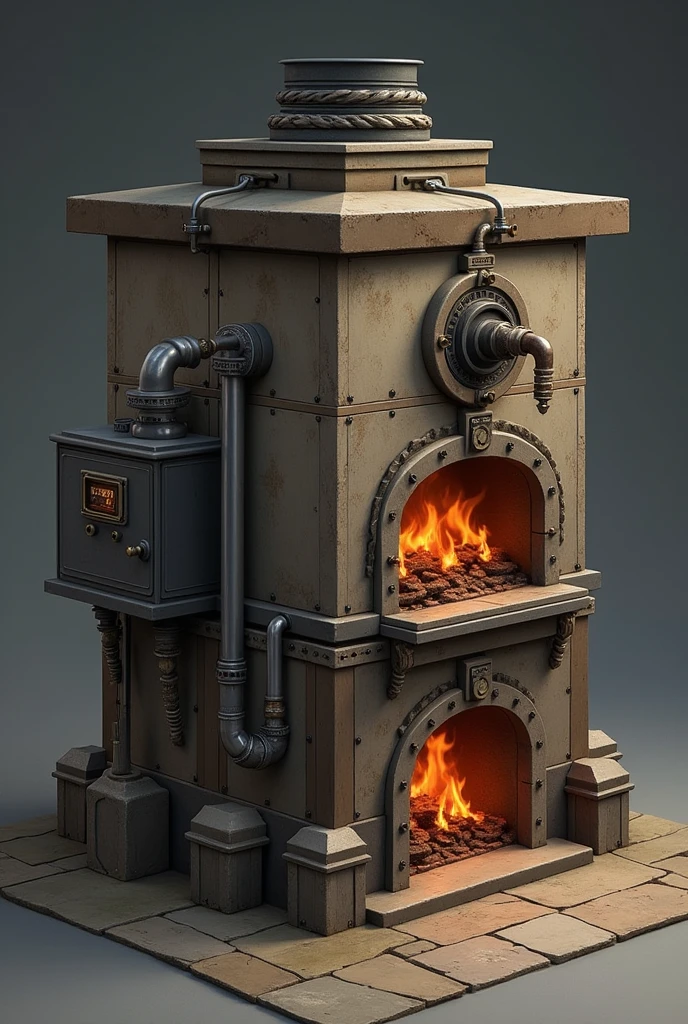 Animal crematorium with a lever, both gas and the structure resembles a wood-fired oven. Another photo.