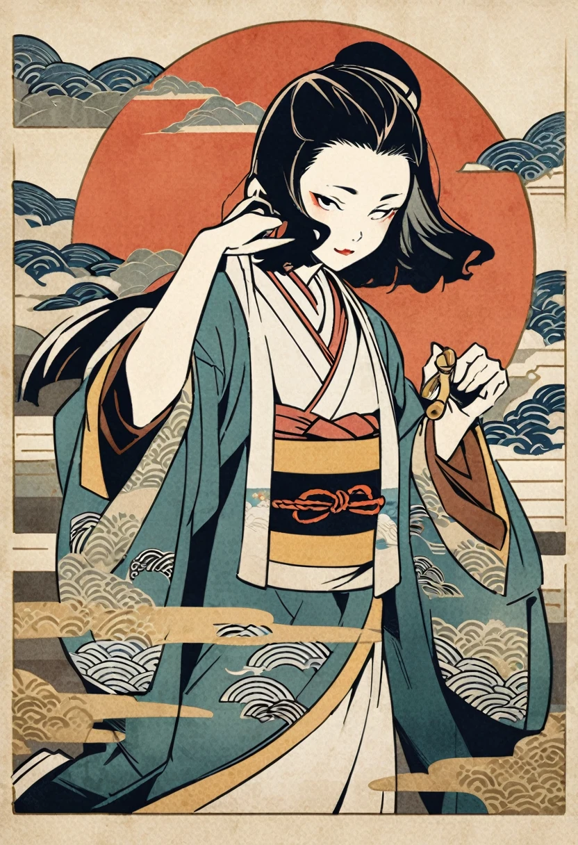 Draw in the style of Ukiyo-e，One alchemist