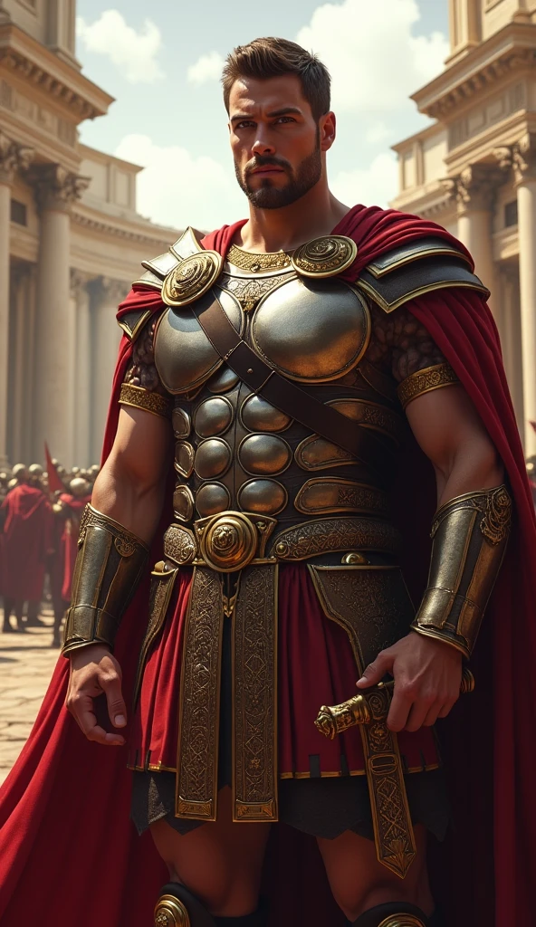A beautiful young Roman general, whole body