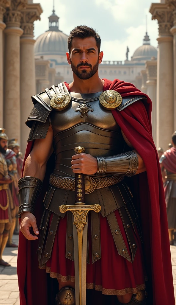 A beautiful young Roman general, whole body