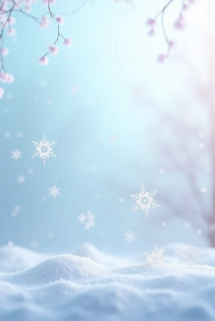 (photorealism:1.2), light blue background with lilac gradient and snowflakes