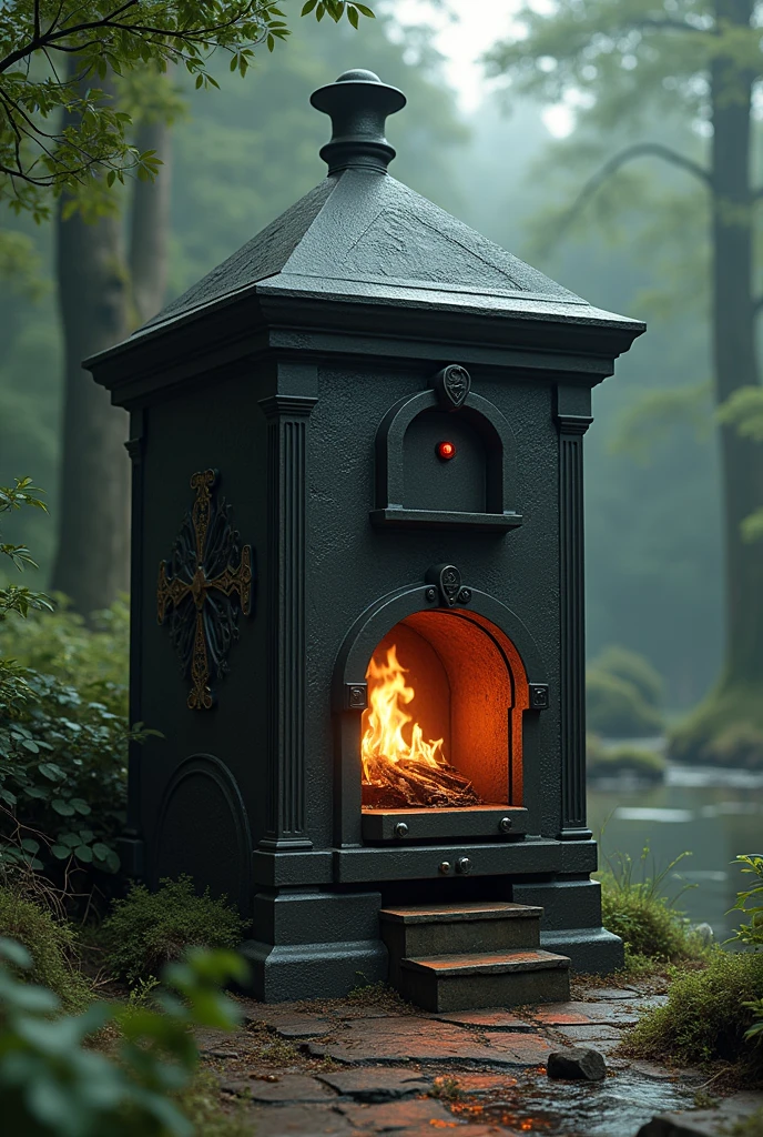 Animal crematorium have a lever be gas and the structure look like a wood-fired oven another photo more beautiful