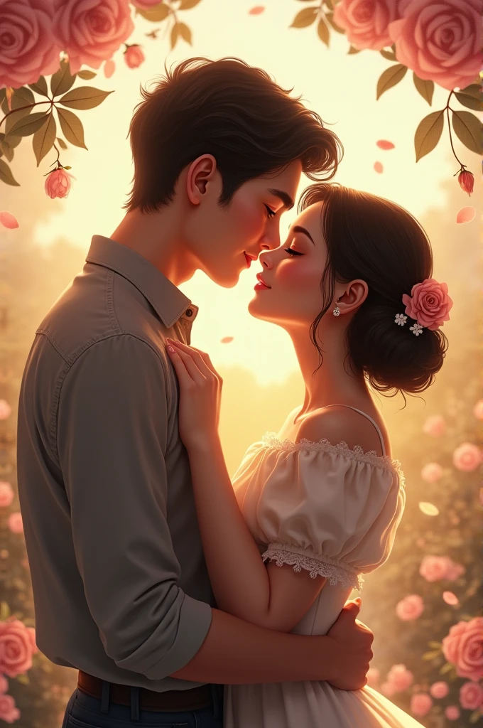 Romantic scenes boy and girl 