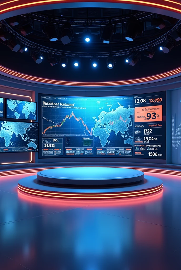 Create a background using elements from a news broadcast using this color scheme. #3BF1F5 ; #F58026; #B0DCF5, include it in the funds