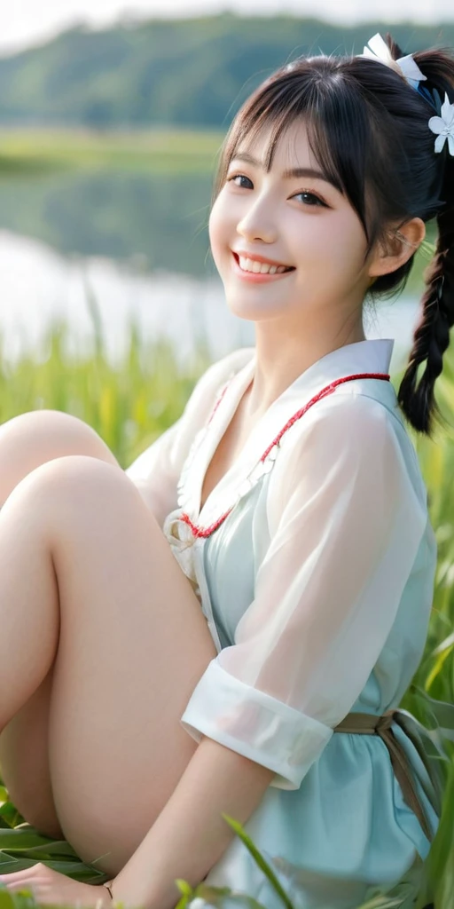 ((64k,Ultra-high resolution,Ultra high quality,masterpiece,Hyperrealistic,Young and adorable, beautiful, young, adorable,〜20 year old girl,young woman,Full body photo,Full body angle,Whole Body Ezbian,Surreal,Very detailed:1.3,Ultra-realistic:3.0)),Adorable features,Beautiful Faces,Goddess-like face,A goddess-like smile,Cute smile,Adorable smile,nice smile,Baby Face,A cup to D cup size bust,((Twin tails,Short Hair,ponytail,Straight Long Hair)),Black Hair,Sitting,Cute face,Glowing Skin,Glossy face,Beautiful body,concentrated,Naked from below,((field,Water Lake)),((Fireworks burst into flames in the background、Fireworks are blooming all over the sky)),((High school girl blazer,Sexy maid outfit,Sister dress with embroidered collar,Wear a shrine maiden's costume and roll up your mini hakama.,Aircraft Cabin Attendant Uniform,Aircraft Stewardess Uniform)),((Seamless Ultra-thin All-through Pantyhose,Ultra-thin seamless pantyhose, sexy, all-through, beautiful legs, tights, sheer, pantyhose, women's)),single eyelid,Long legs,Thin legs,Beautiful hands and feet,Thin thighs,Nice thighs,((Ultra Micro Mini Skirt:1.2)):1.4,underwear simpleunderwear,((地面にSitting)),Water Lake,A prestigious European-style castle,Rose garden in the background,Bare shoulders,Low - Angle,((Face your body forward)),((Sitting position)),Pull up one'My tight skirt,bangs,Beautiful legs,((Wearing:1.3)),((Girl panties exposed:1.3)),((Japanese women who still retain their beautiful youthfulness,A European woman who still retains her beautiful youthfulness)),With a young body,((Turn your skirt inside out)),Please show me your pants,White panties,Take off your panties,((White pantiesでパンティーを見せます)),((She puts her hand inside her panties and masturbates)),String panties,((I'll pull up my skirt and show you my underwear)),((Exposed panties,White panties,String panties,Sexy panties)),Slim waist,1 person,Iris,Black Hair,Nice ass,