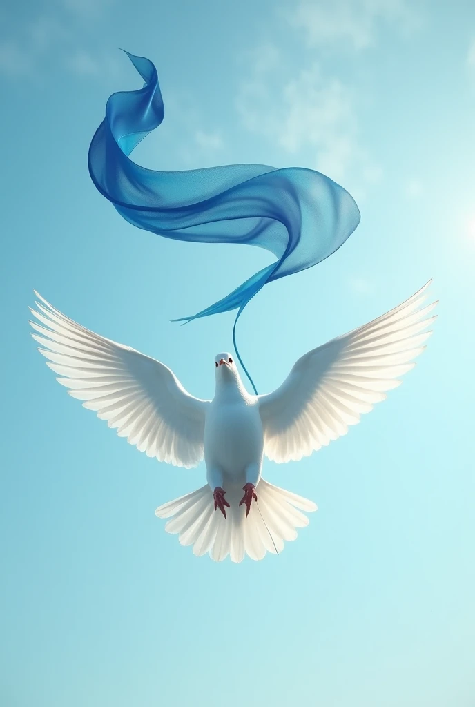 Generate an image of a white dove holding a manta flag.