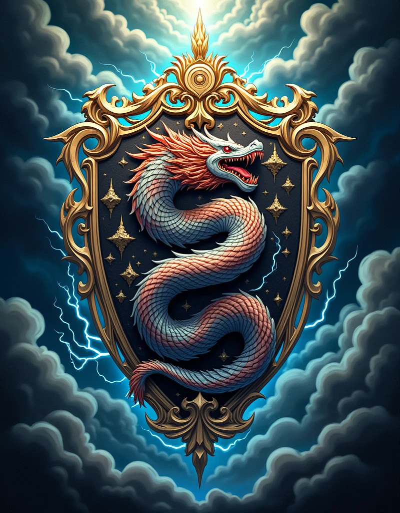 make a coat of arms based on the gang coats of arms in anime and manga "tokyo revengers" and based on the word ryuujin no kaze (the wind of the dragon god)