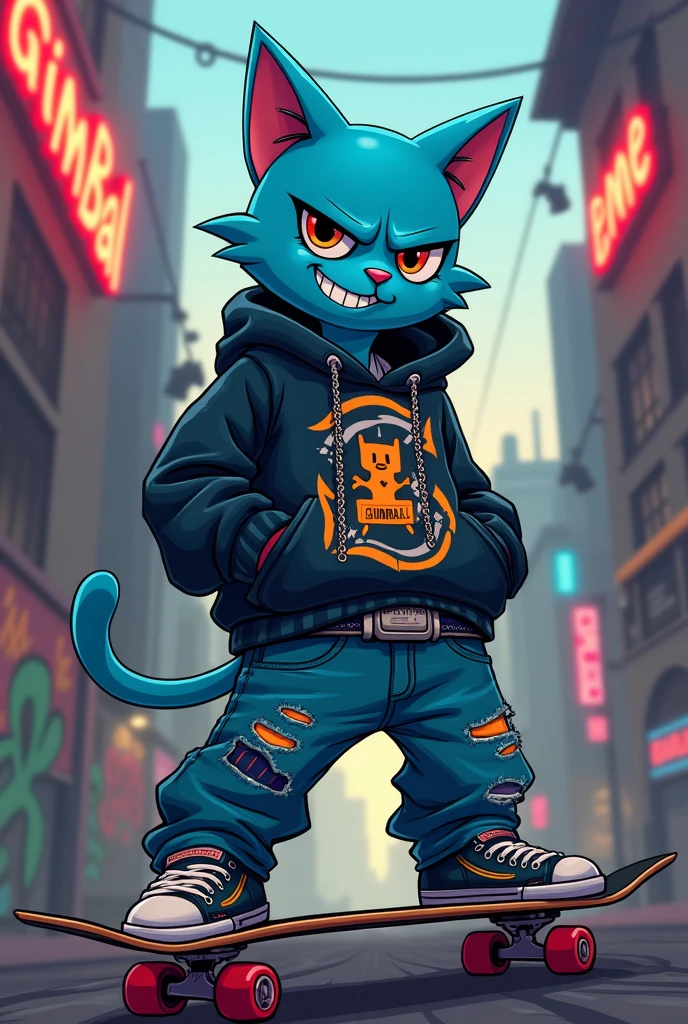Gumball character wearing gangster style skater clothes