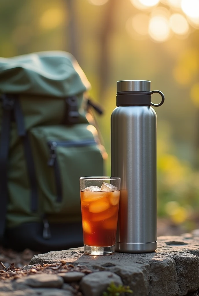 a beverage thermos for two different drinks in a single thermos