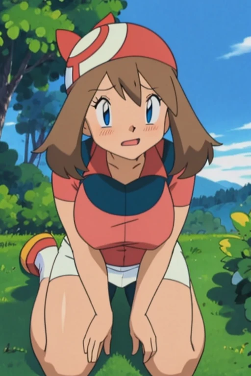 Big chest, chest, Tongue out, whole body,Thighs,accurate, Light blush, Large Breasts, sitting,Looking up,lick,valley,生まれたままの姿,ペロペロ