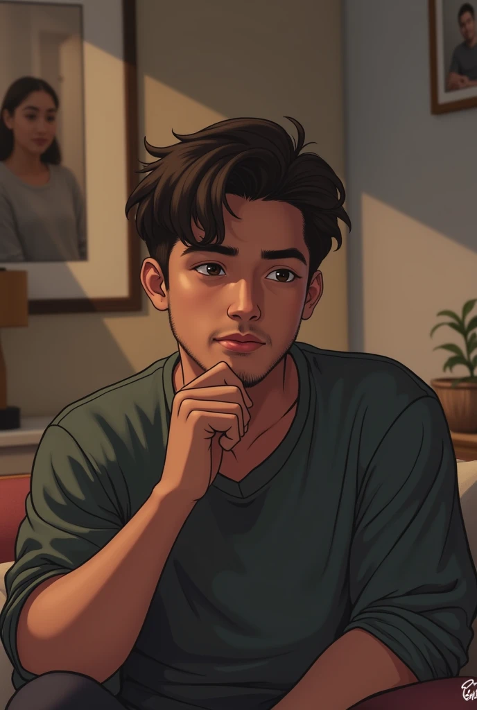 Man thinking about his girlfriend