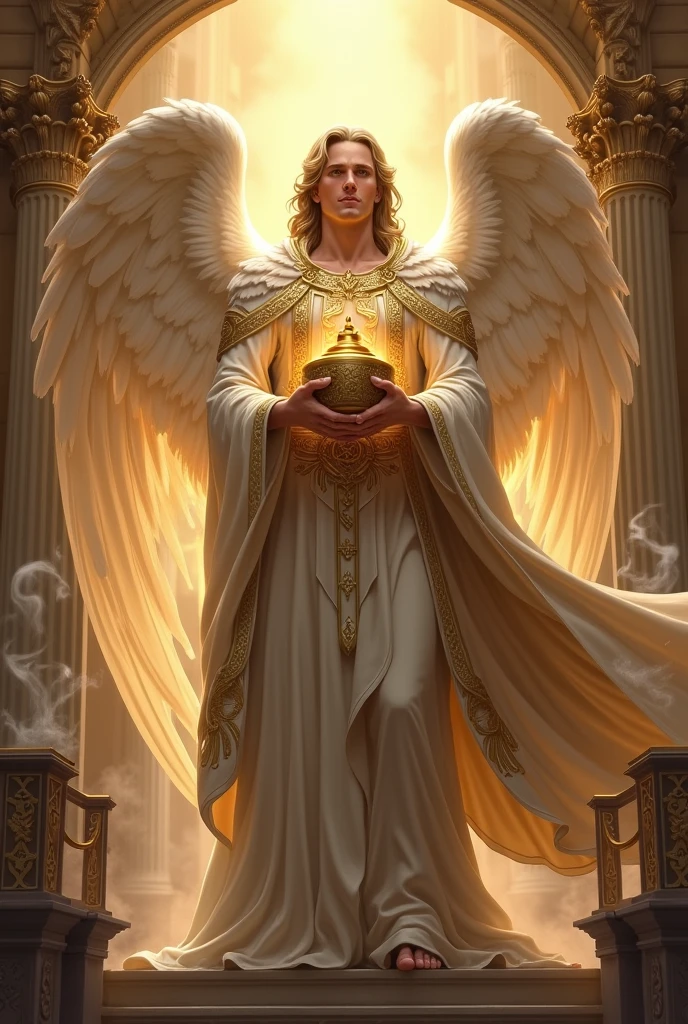 "Another strong male angel then came and stood before the altar, with a golden censer;