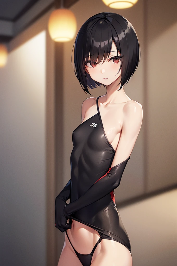 masterpiece, best quality,anime style, 1 girl,(((slender body))), (((small eyes,small breast))),(((athlete suit))), (beautiful face), (((short hair))), (((straight hair))), ((((black hair)))),detailed beautiful skin, (perfect hands, perfect anatomy),scream