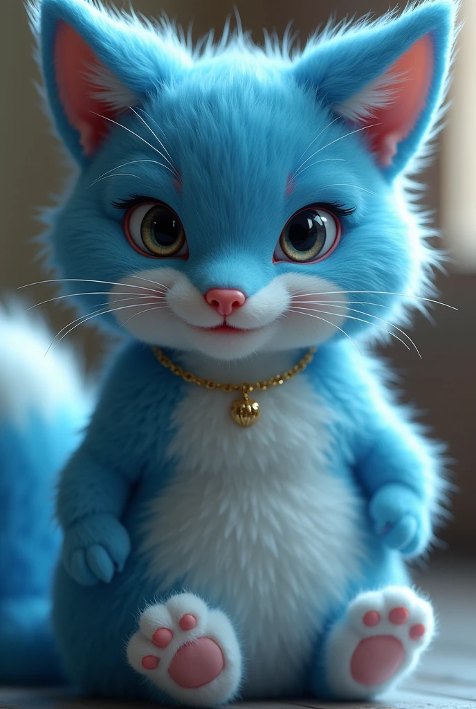 Naked blue kitsune girl with big tits out and her pussy out
