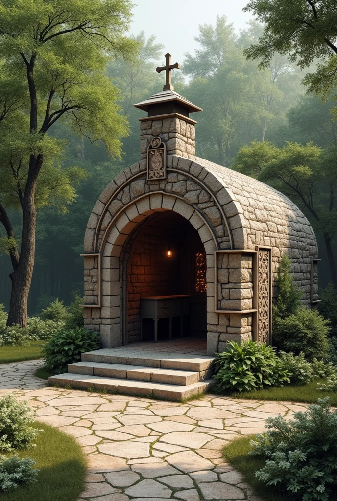 Crematorium that looks like a wood-fired oven with the base on the ground, medium size