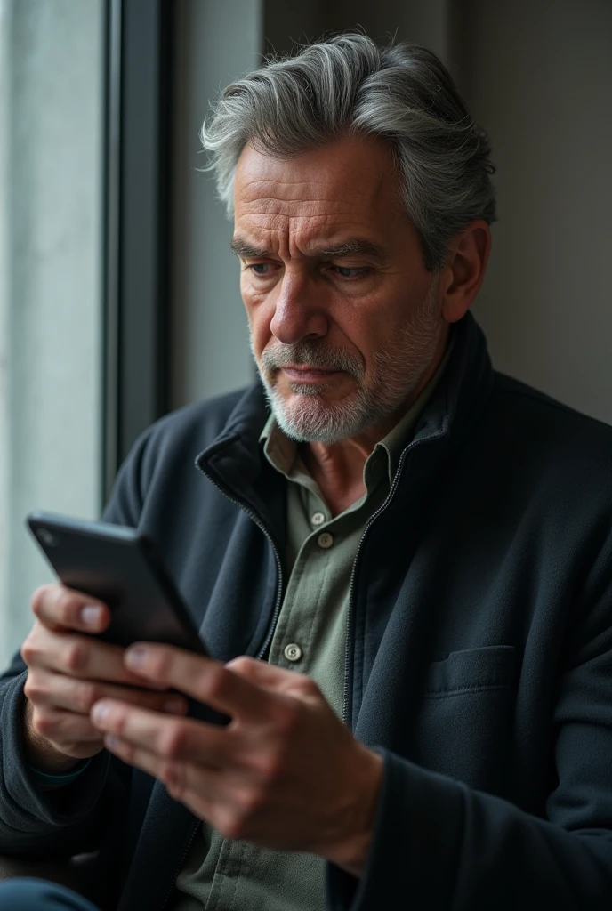 Man looks at his phone