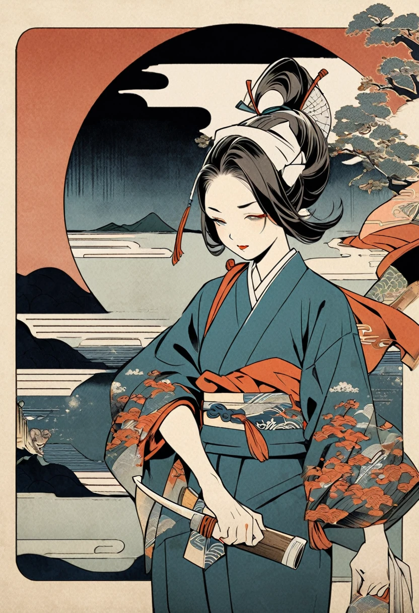 Draw in the style of Ukiyo-e，One thief