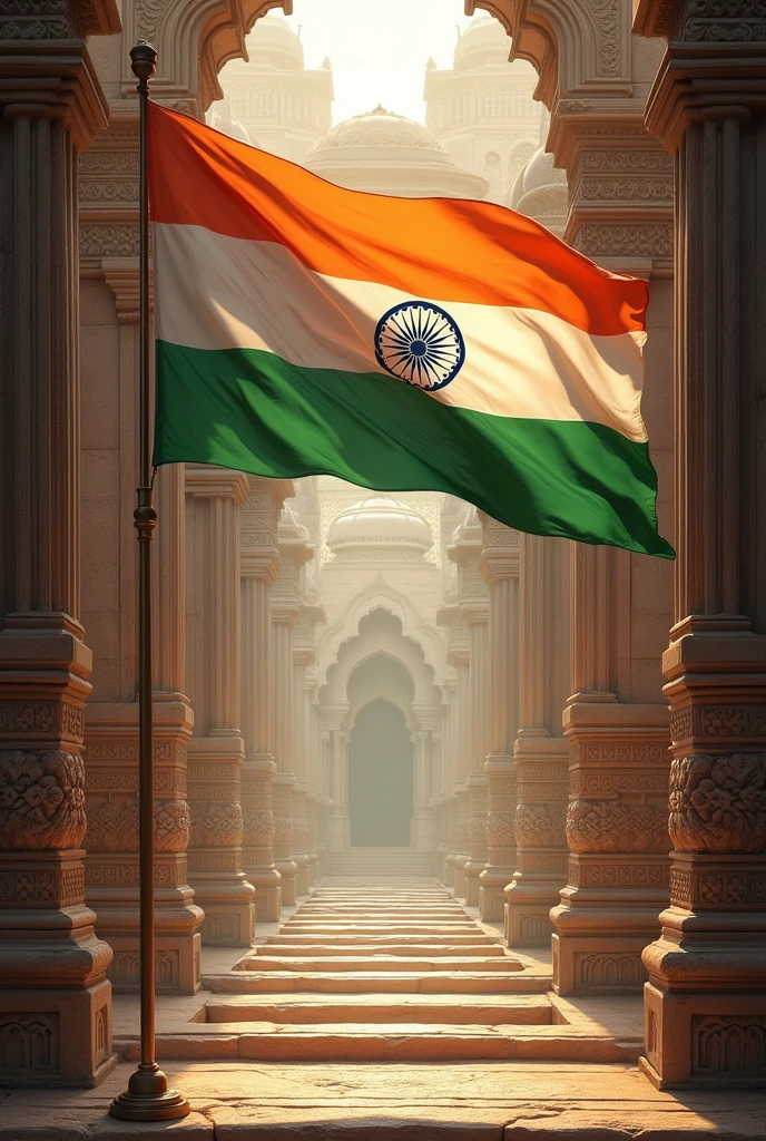 Image of Indian flag with ancient culture .