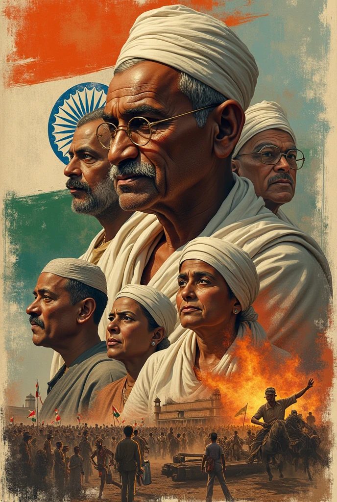 Make a collage picture of the revolutionaries of indian freedom fighters