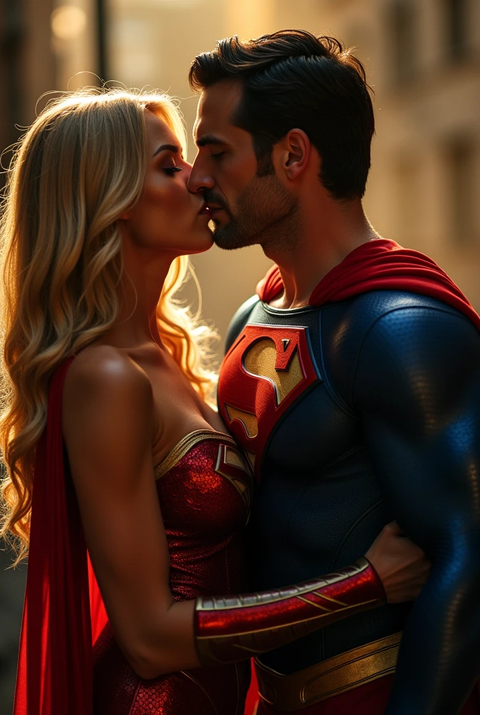 A photo of supergirl sucking a man's cock, blow job
